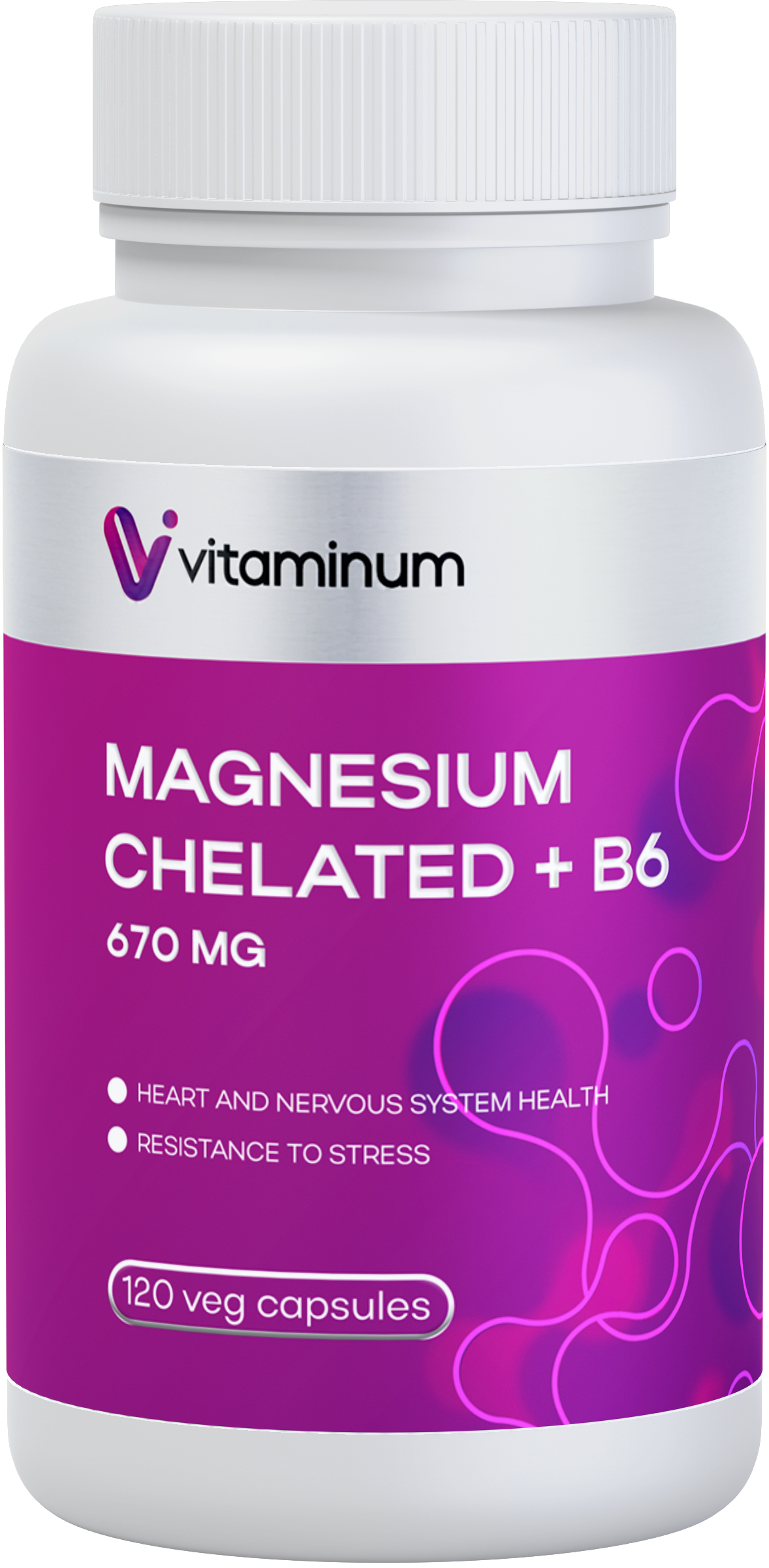  Vitaminum МАГНИЙ ХЕЛАТ + витамин В6 (670 MG) 120 капсул 800 мг  в Магнитогорске